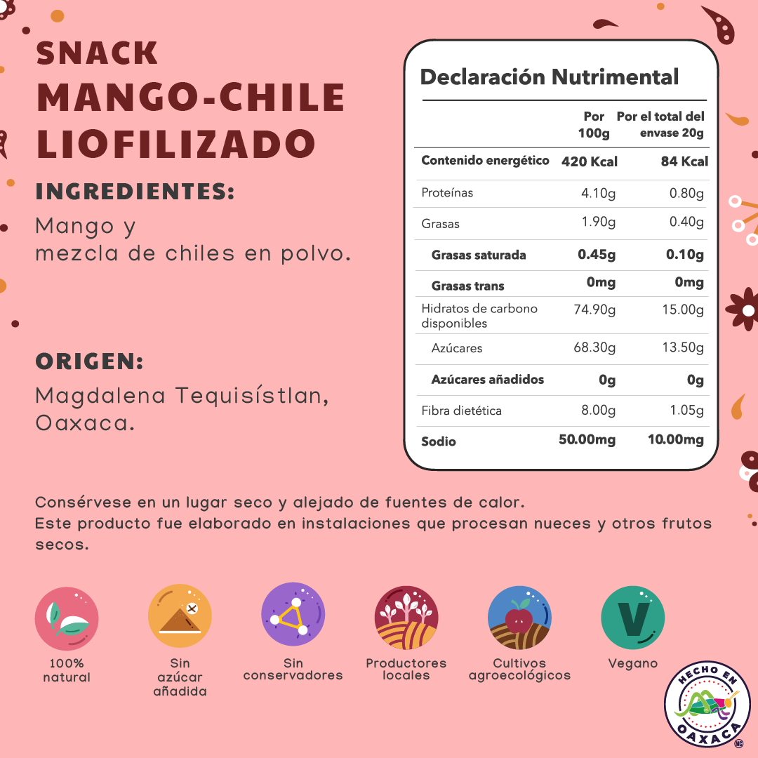 Snack mango-chile liofilizado Früvethy