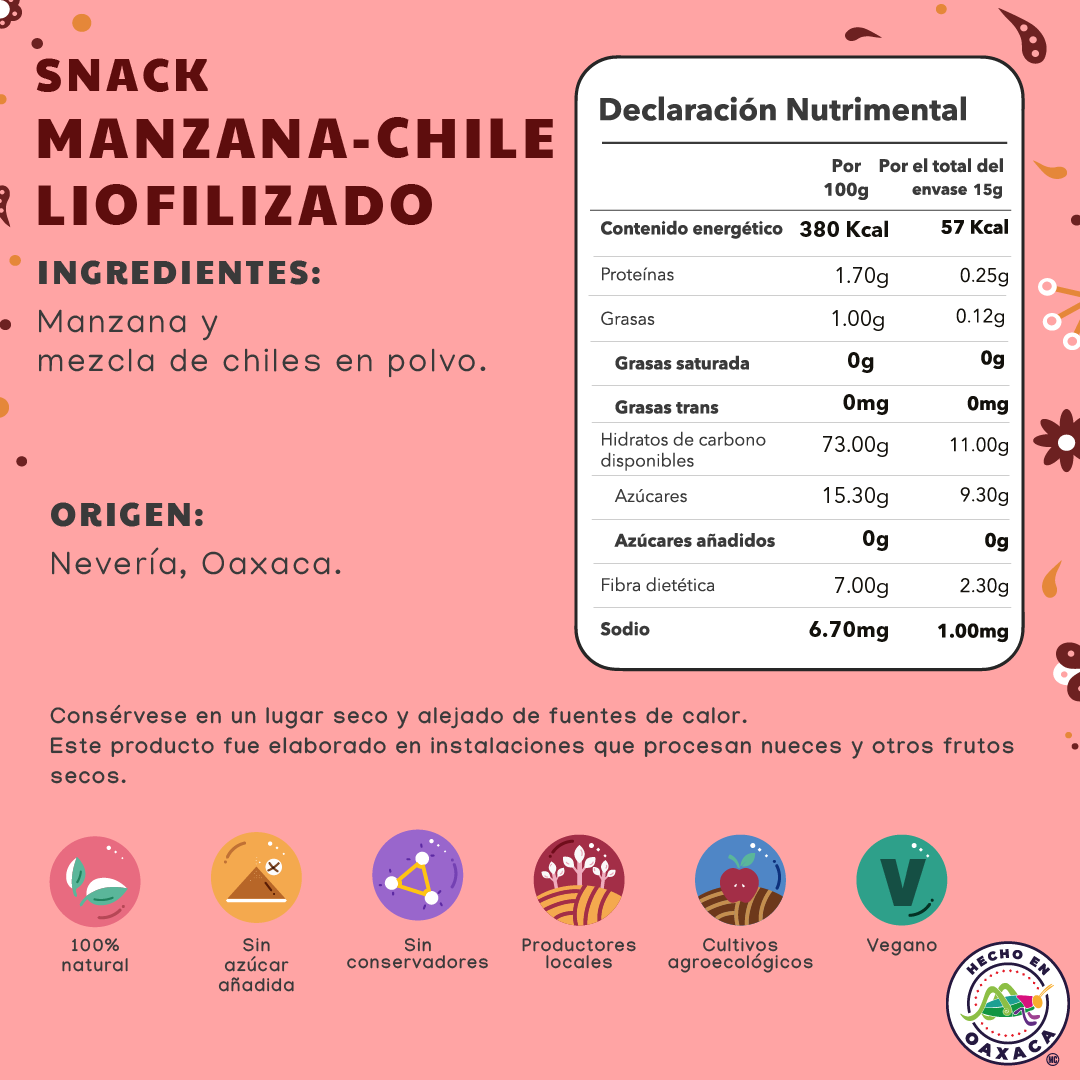 Snack Manzana Chile Liofilizada