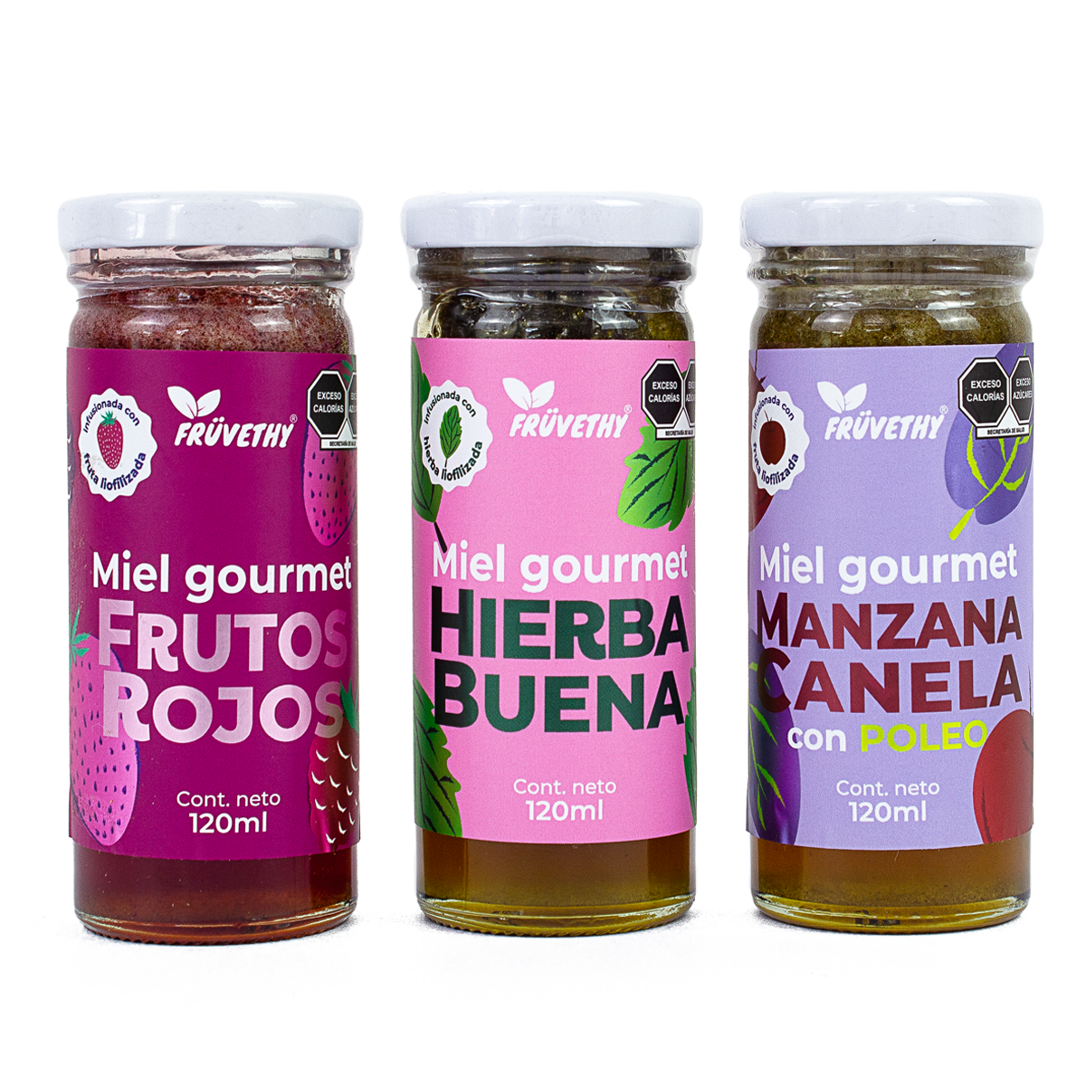 Kit Mieles Gourmet Frutas y Hierbas Liofilizadas (3 frascos)