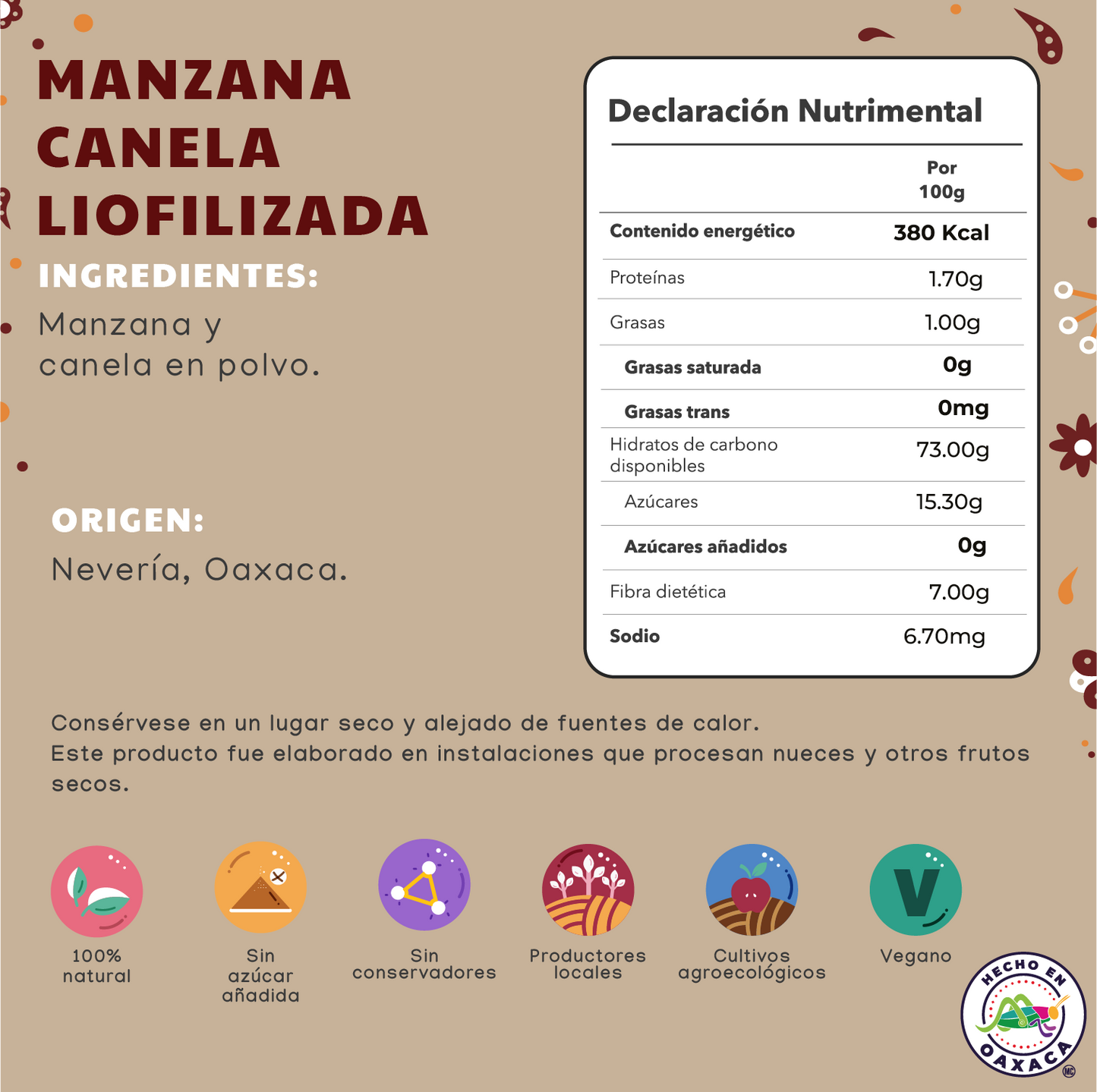 Manzana-Canela Liofilizada