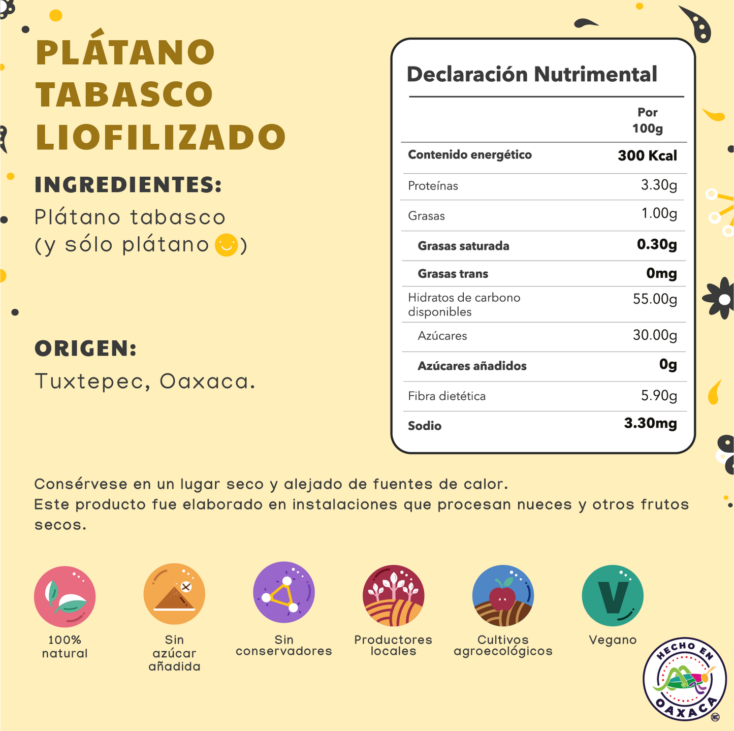 Plátano Tabasco Liofilizado