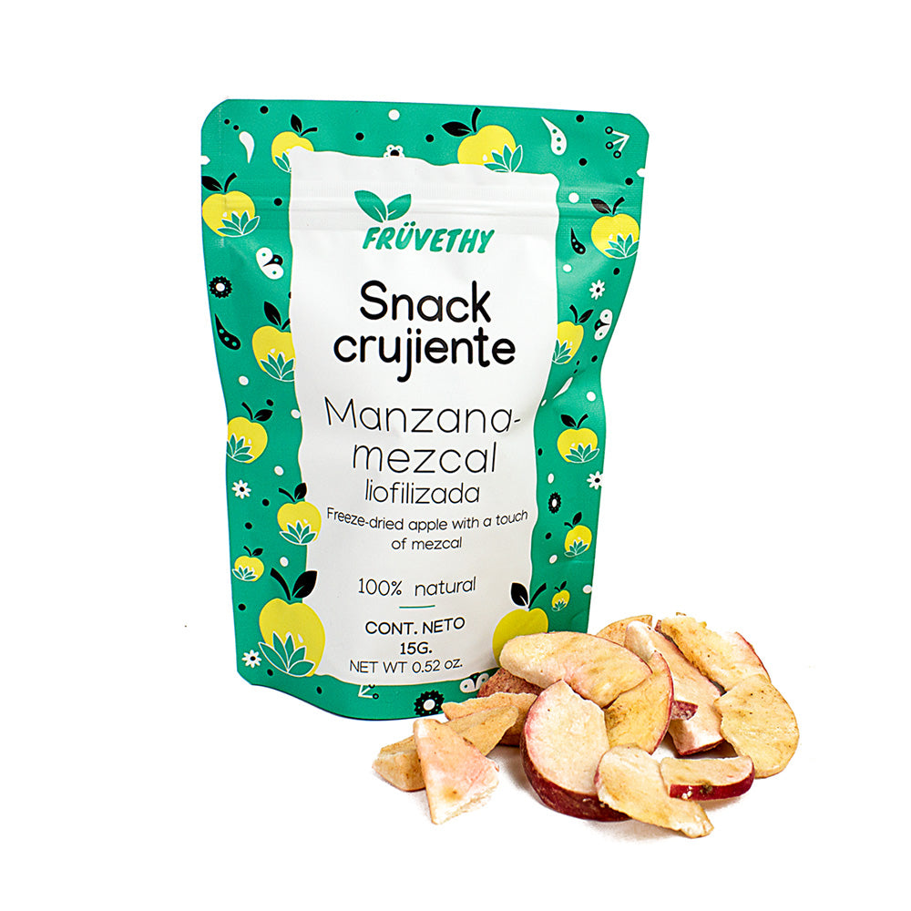 Snack manzana-mezcal liofilizada Früvethy