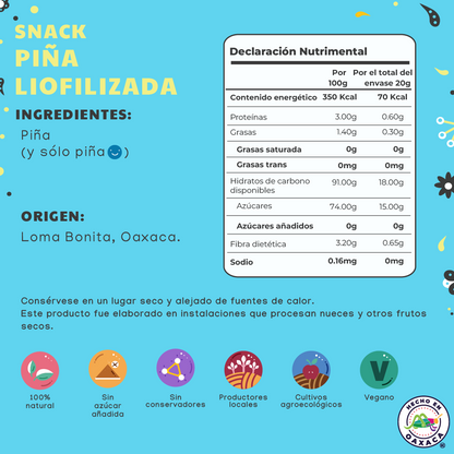 Snack Piña Liofilizada